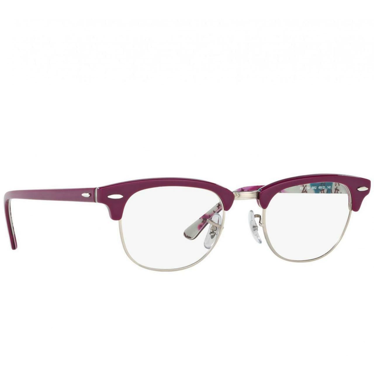 Ray-Ban RB5154 5652 Clubmaster Optics Violet Semi Full Rim Square Eyeglasses Frames 8053672616729