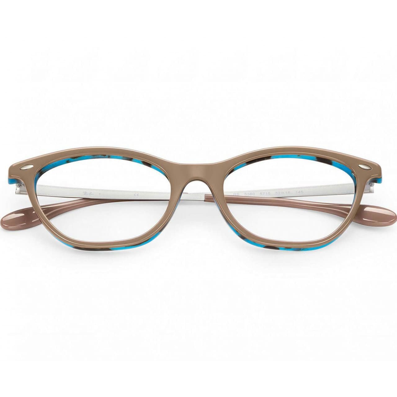 Ray-Ban RB5360 5715 Light Brown with Blue Silver Full Rim Square Eyeglasses Frames 8053672770131