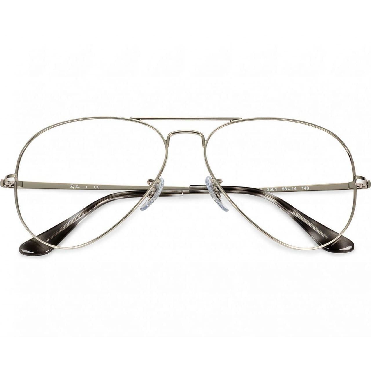 Ray-Ban RB6489 2501 Aviator Optics Silver Full Rim Metal Pilot Eyeglasses Frames 8053672741865