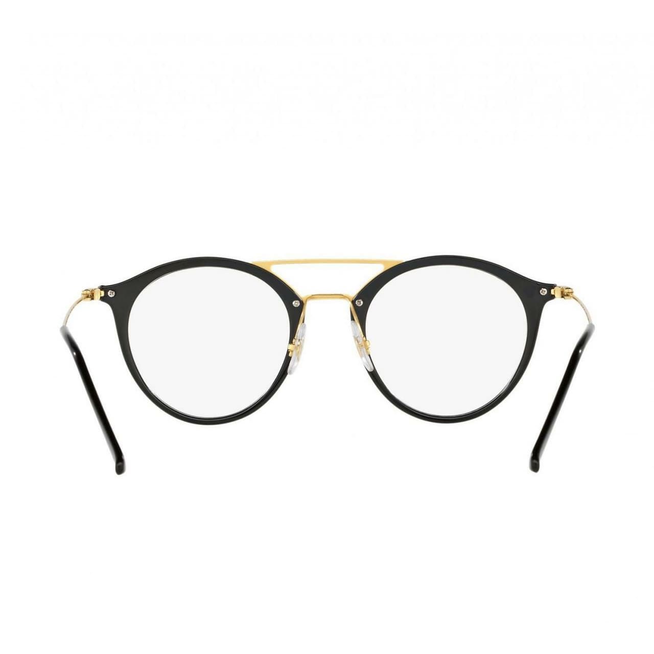 Ray-Ban RB7097-2000 Black Gold Round Injected Eyeglasses Frames 8053672603613