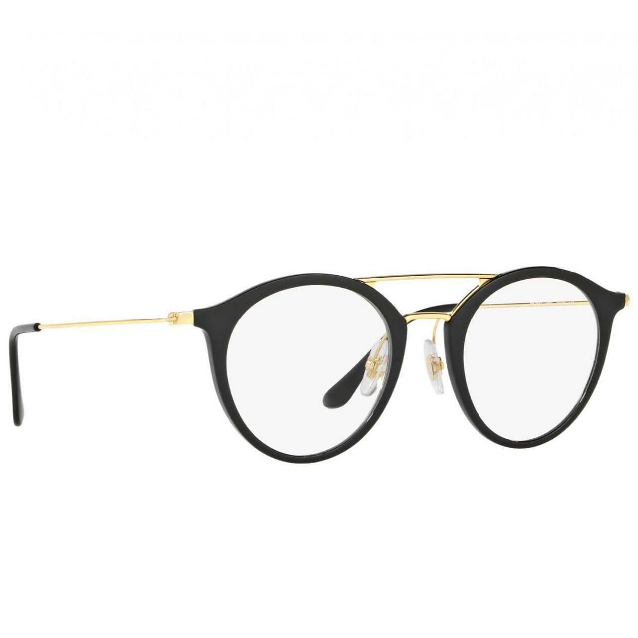 Ray-Ban RB7097-2000 Black Gold Round Injected Metal Eyeglasses Frames 8053672603613