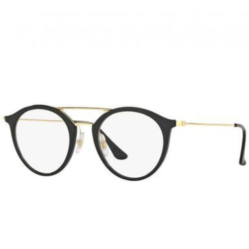 Ray-Ban RB7097-2000 Black Gold Round Injected Eyeglasses 