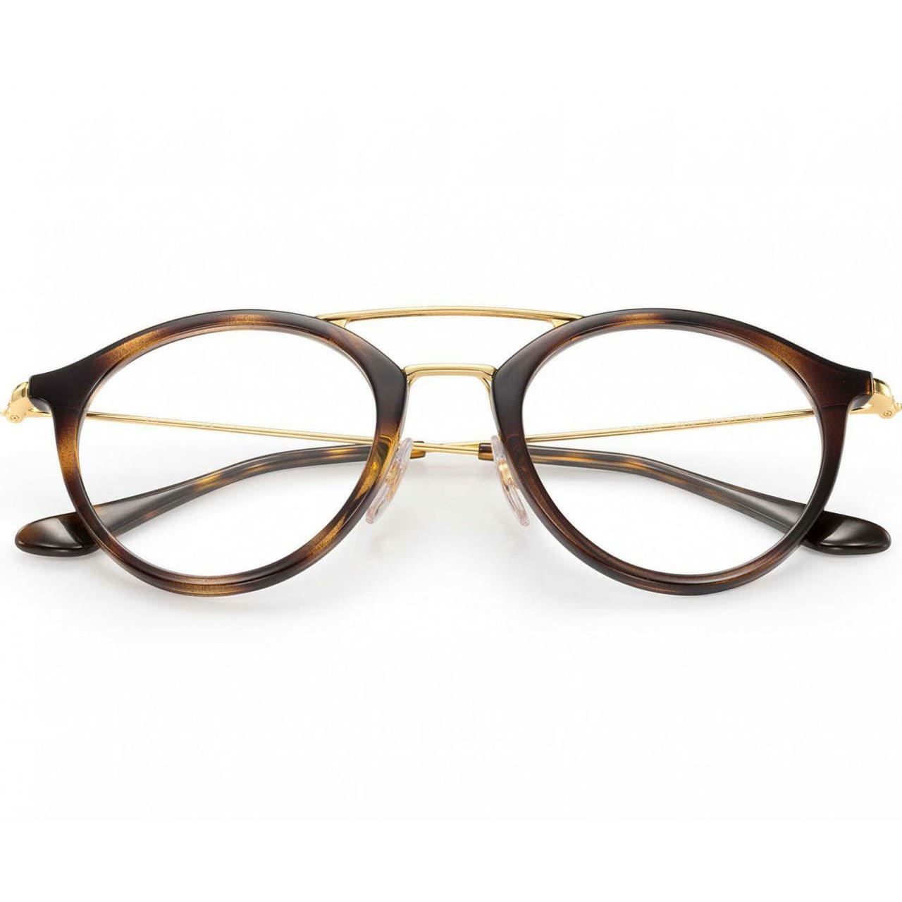 Ray-Ban RB7097 2012 Tortoise with Gold Full Rim Round Injected Eyeglasses Frames 8053672603644