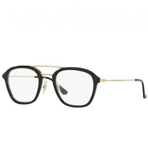 Ray-Ban RB7098-2000 Black with Gold Full Rim Square Injected