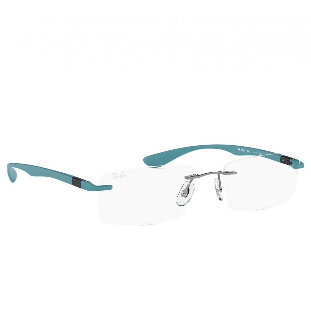 Ray-Ban RB8724-1203 Gunmetal Blue Rectangular Metal Eyeglasses 8053672928280