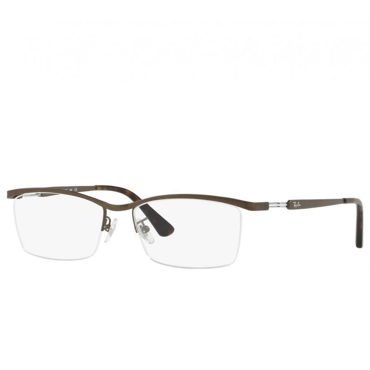 Ray-Ban RB8746D-1020 Brown Rectangular Men's Titanium Eyeglasses 8053672807998