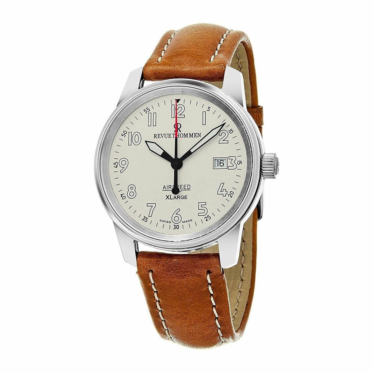 Revue Thommen 16052.2532 Air Speed XL Silver Dial Brown Leather Swiss Automatic Watch 794504251845
