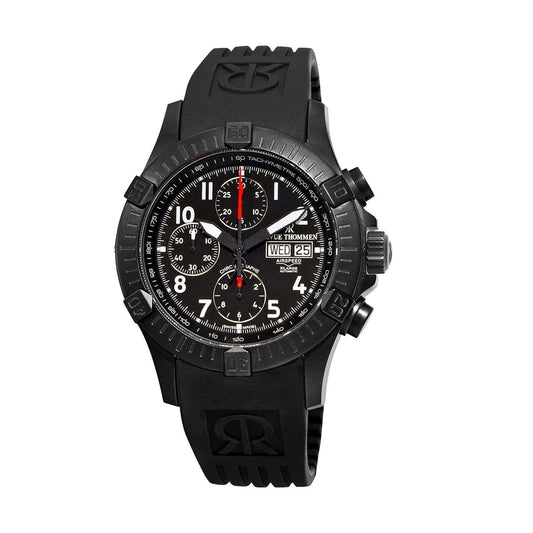 Revue Thommen 16071.6874 Air Speed XLarge Pioneer Black Rubber Men's Chronograph Automatic Watch 7611751154909