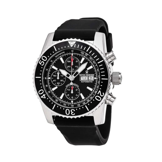 Revue Thommen 17030.6534 Airspeed Black Dial Black Rubber Chronograph Watch 