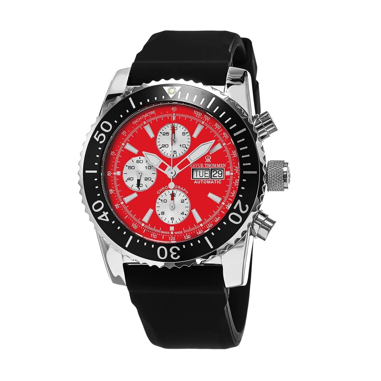 Revue Thommen 17030.6536 Air Speed Red Dial Black Rubber Men's Chronograph Watch 794504361445