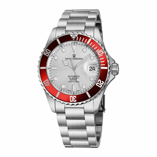 Revue Thommen 17571.2126 Diver Silver Dial Red Bezel Stainless Steel Swiss Watch 794504338249
