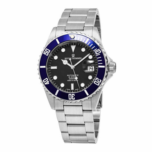 Revue Thommen 17571.2135 Diver Blue Top Bezel Black Dial Men's Automatic Stainless Watch 794504252446