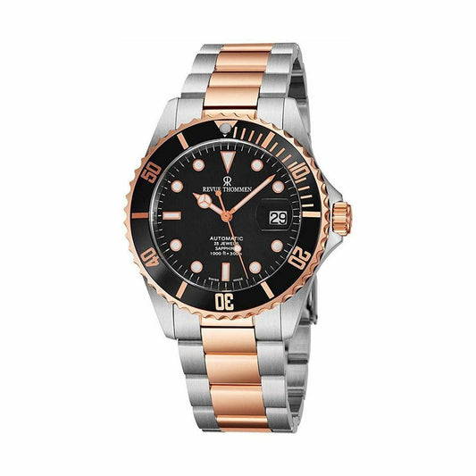 Revue Thommen 17571.2157 Diver Black Dial Two Tone Rosegold Stainless Steel Swiss Watch 794504322149