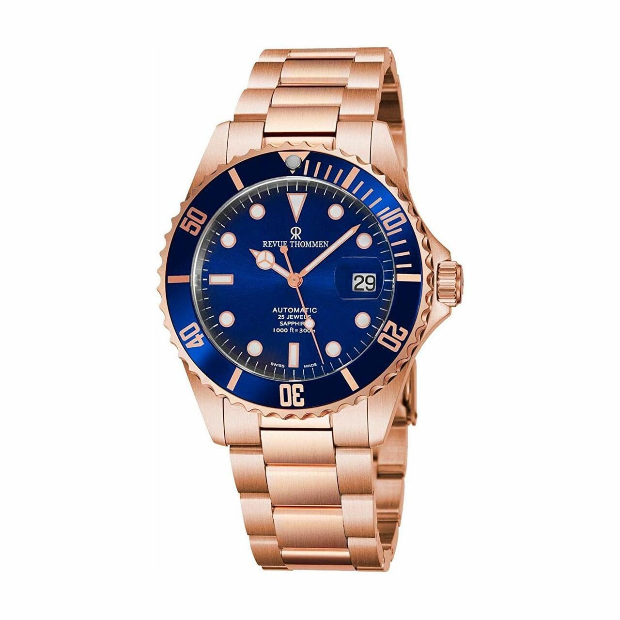 Revue Thommen 17571.2165 Diver Blue Dial Rosegold Stainless Steel Automatic Swiss Watch 794504361544