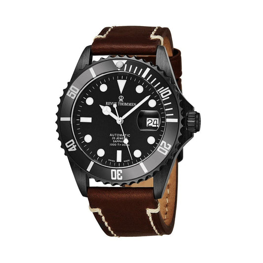 Revue Thommen 17571.2577 Diver XL Black Dial Men's Brown Leather Automatic Watch 725175904327
