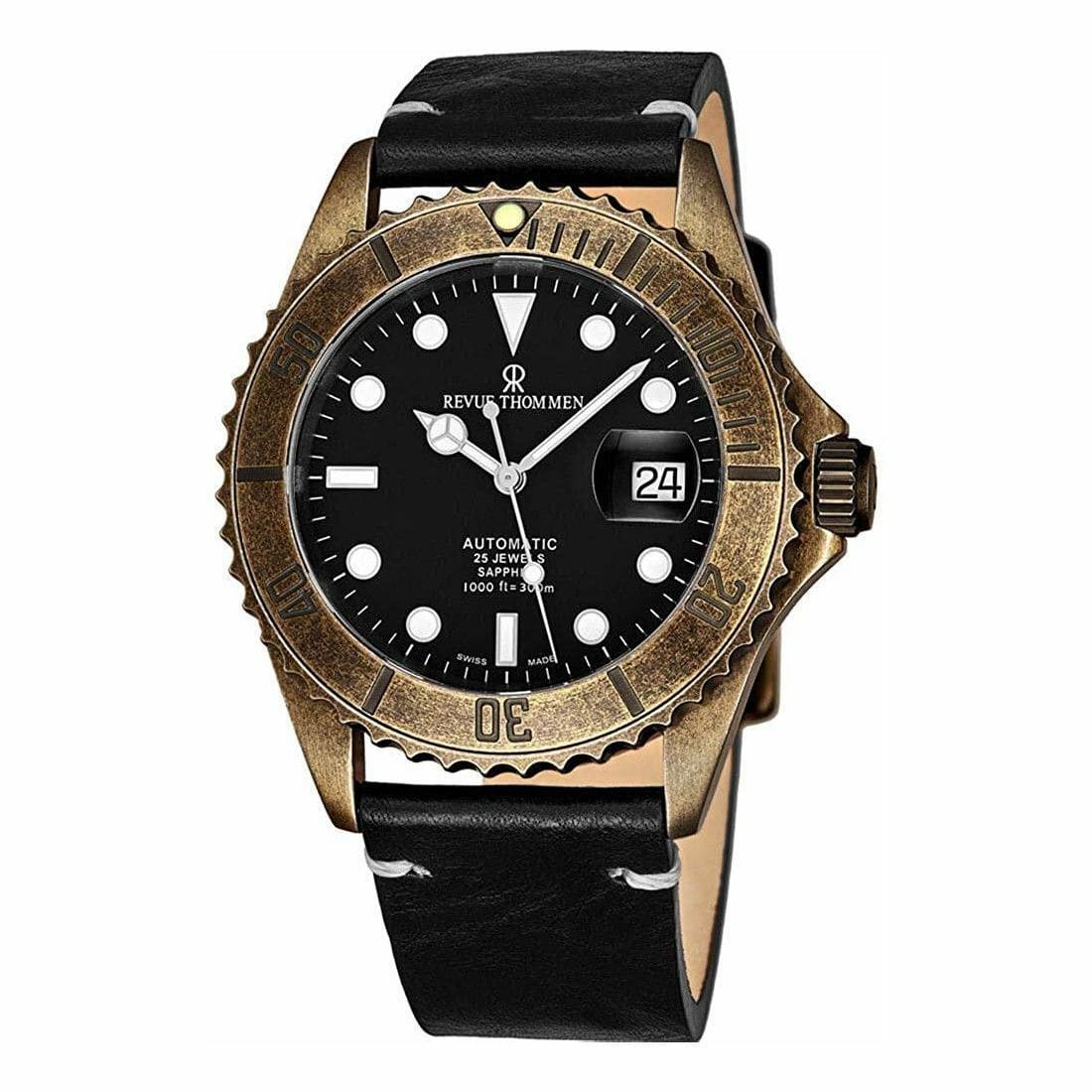 Revue Thommen 17571.2587 Diver Black Dial Men's Leather Swiss Automatic Watch 794504373240