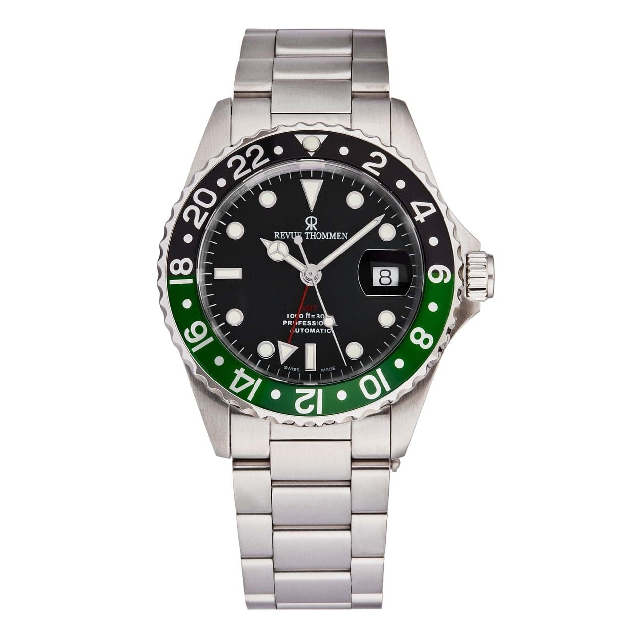 Revue Thommen 17572.2138 Diver GMT Black Dial Silver Stainless Steel Automatic Watch