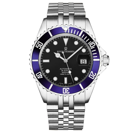 Revue Thommen Men’s ’Diver’ Black Dial Stainless Steel Bracelet Automatic Watch 17571.2235 - On sale