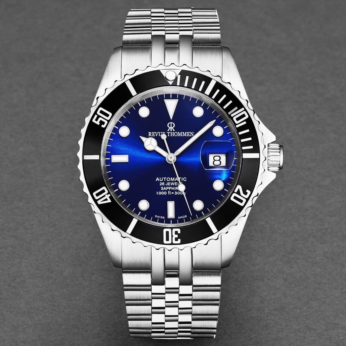 Revue Thommen Men’s ’Diver’ Blue Dial Stainless Steel Bracelet Automatic Watch 17571.2223 - On sale