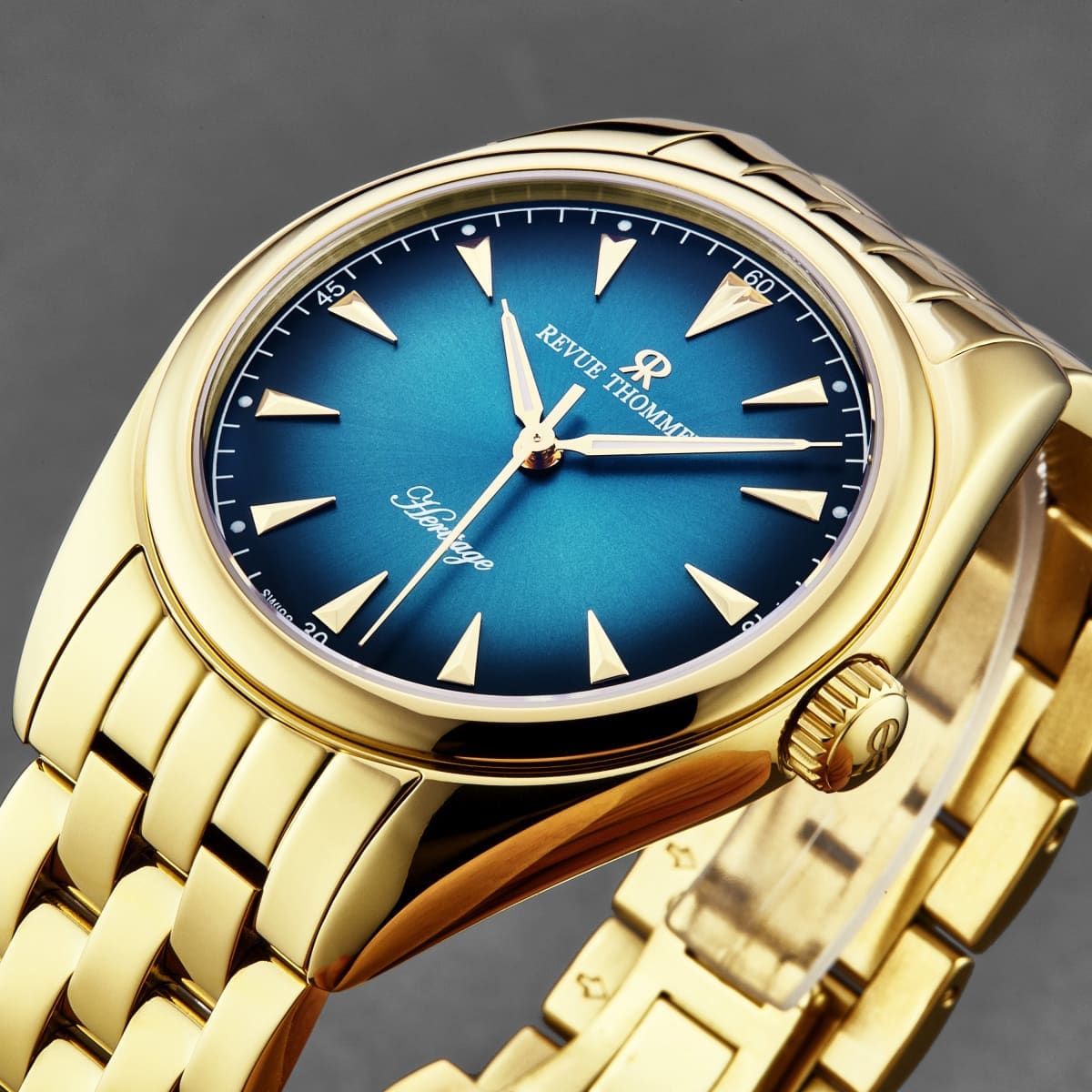 Revue Thommen Men’s ’Heritage’ Blue Dial Stainless Steel Bracelet Automatic Watch 21010.2115 - On sale