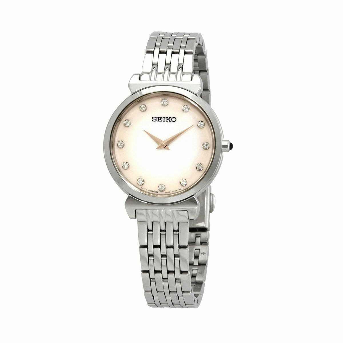 Seiko SFQ803 Stainless Steel Pink Gradient Mother of Pearl Dial Women's Watch 029665196552