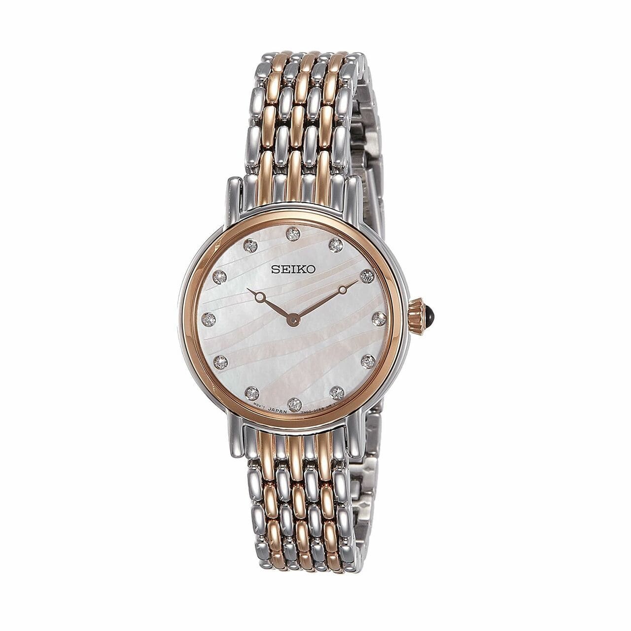 Seiko SFQ806 Conceptual Two Tone Swarovski Crystals Accent Mother of Pearl Dial Women's Watch 029665193186