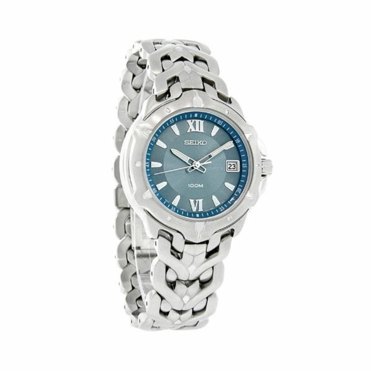Seiko SGE651 Windward Silver Stainless Steel Light Blue Dial Men's Quartz Watch 029665121103