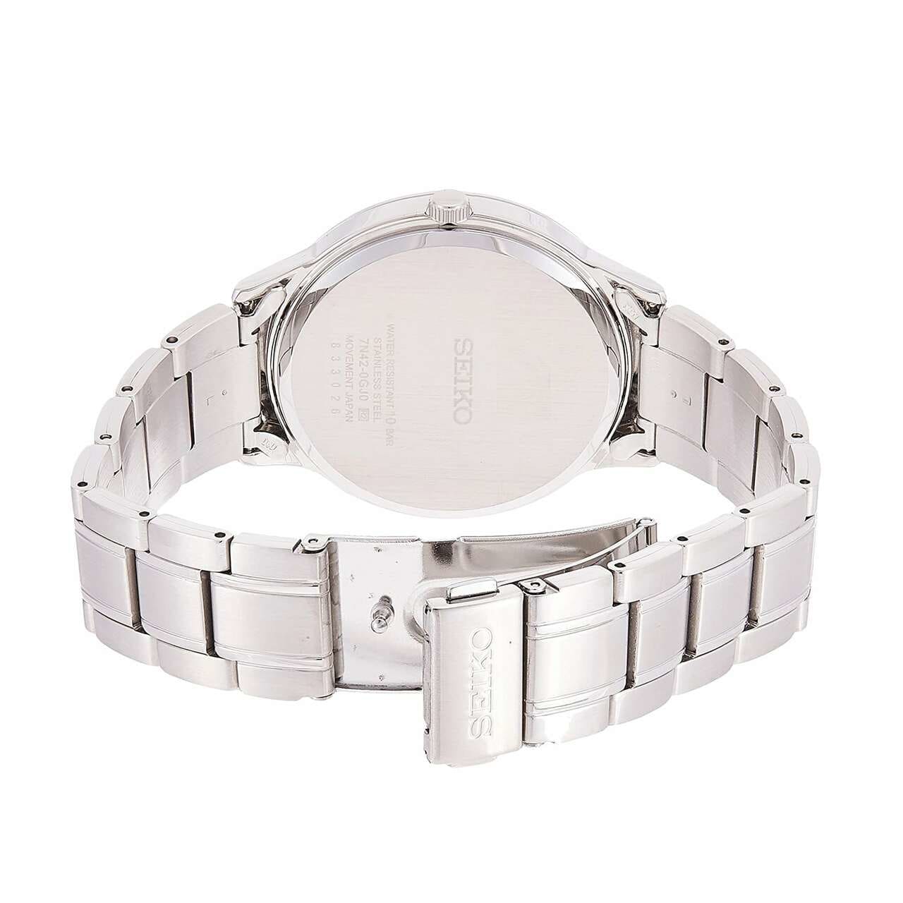 Seiko SGEH79 Silver Stainless Steel White Dial Men's Dress Quartz Watch 4954628225436