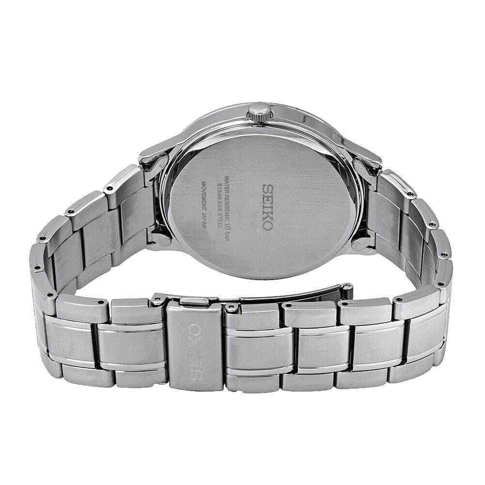 Seiko SGEH81 Silver Stainless Steel Black Dial Men's Dress Quartz Watch 8431242945736
