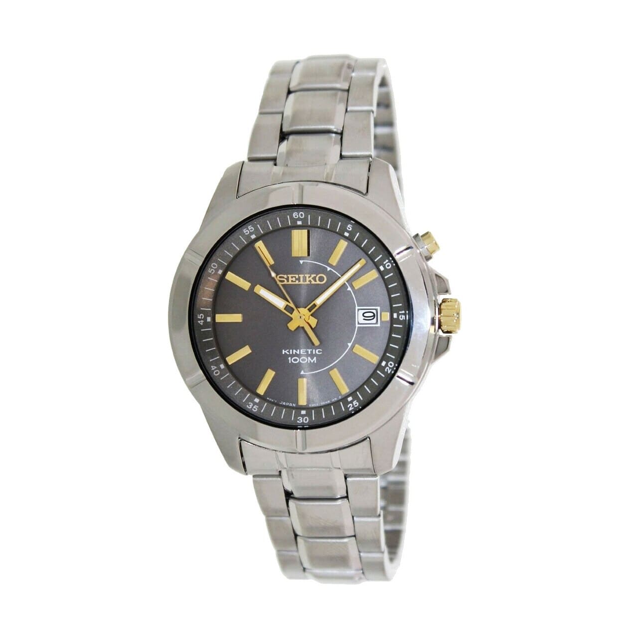 Seiko SKA543P1 Kinetic Silver Stainless Steel Grey Dial Men's Watch 029665168009