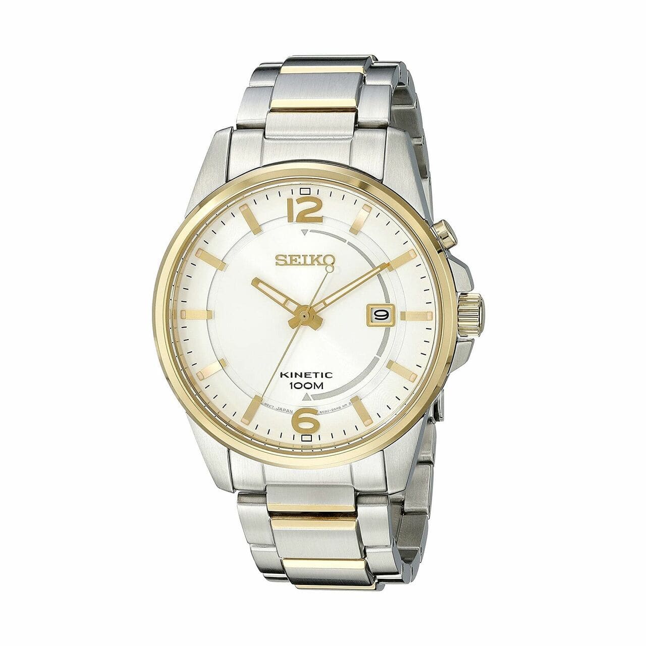 Seiko SKA672 Kinetic Two Tone Stainless Steel Silver Dial Men's Watch 029665180339