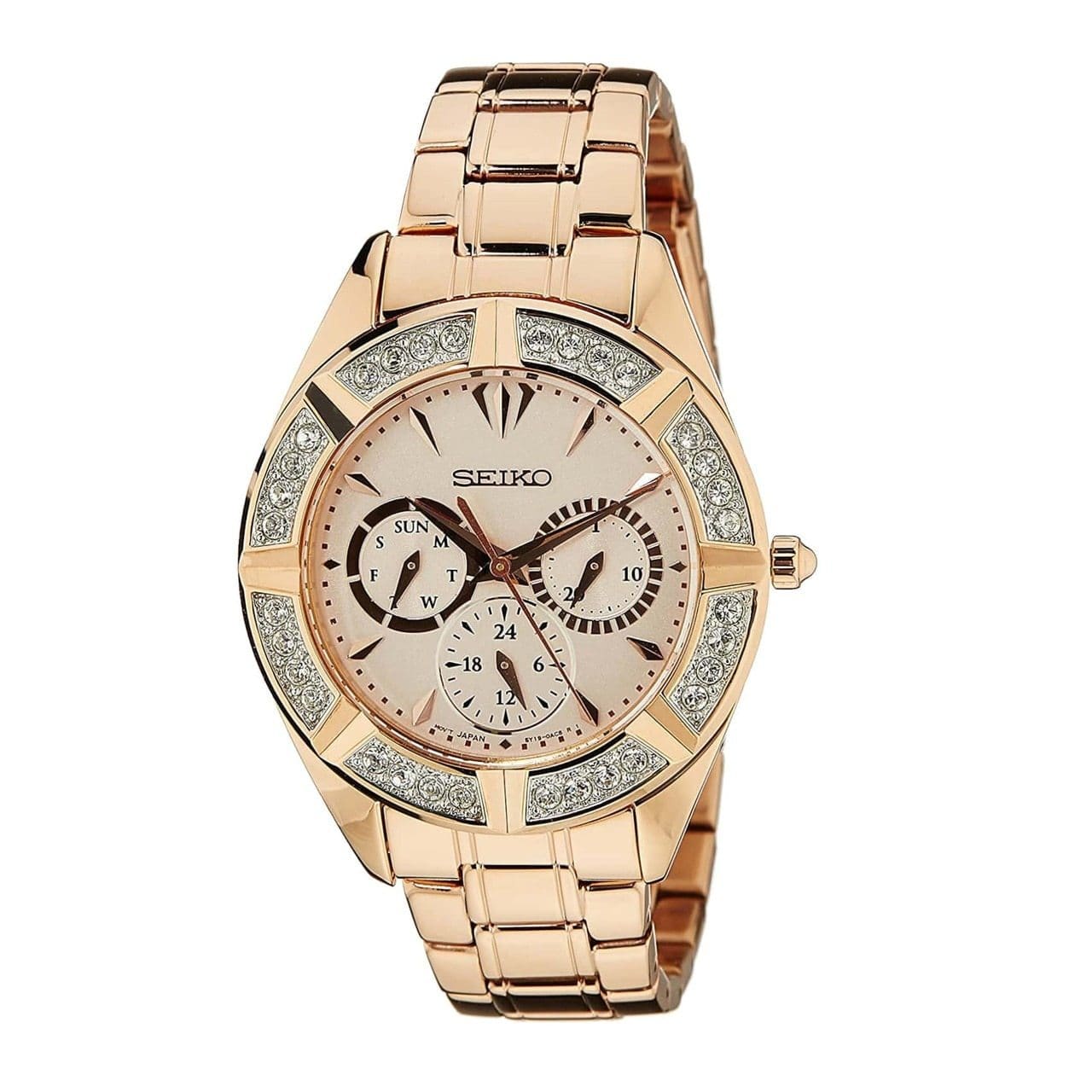 Seiko SKY680P1 Rose Gold Stainless Steel Crystal Accent Women's Multi-Function Watch 4954628181640