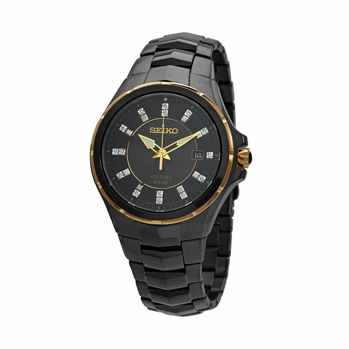 Seiko SNE506 Coutura Black Ion-plated Stainless Steel Diamond Marker Dial Men's Watch 029665193759