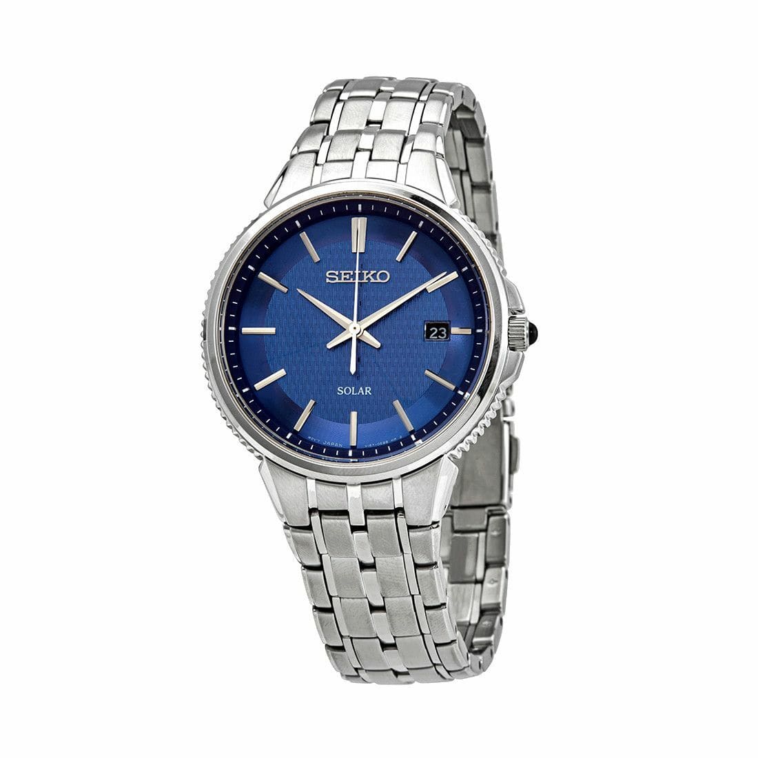 Seiko SNE507 Solar Stainless Steel Blue Dial Men's Eco-Drive Watch 029665193933