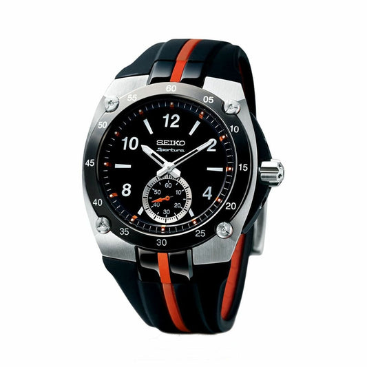 Seiko SRK025 Sportura Two Tone Rubber Black Dial Men's Quartz Watch 029665153128