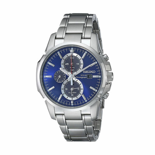 Seiko SSC085 Solar Silver Stainless Steel Blue Dial Men's Chronograph Automatic Watch 029665162328