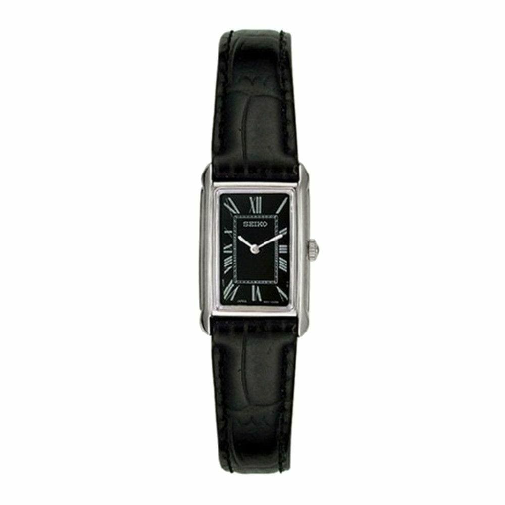 Seiko SUJ505 Black Dial Women's Black Leather Quartz Watch