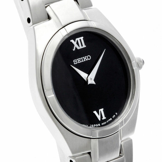 Seiko SUJD53 Silver Stainless Steel Black Dial Women's Dress Quartz Watch 029665138842