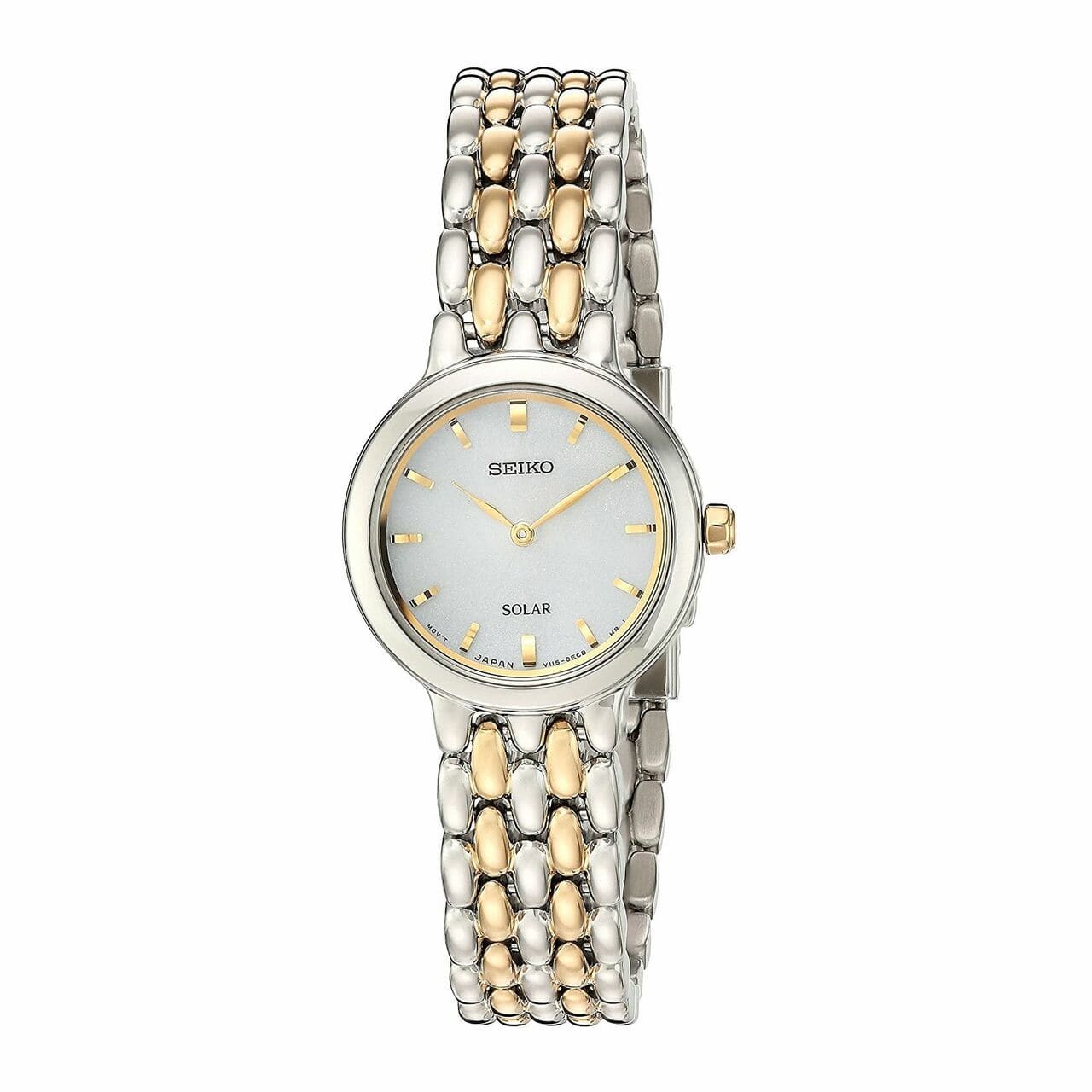 Seiko SUP349 Solar Two tone Stainless Steel Silver Dial Women's Eco-Drive Watch 029665188687