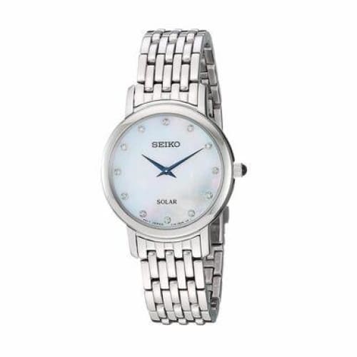 Seiko SUP397 Solar Stainless Steel Diamond Accent Mother of 