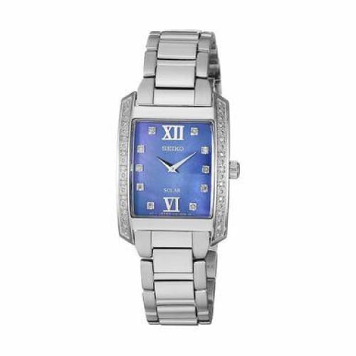 Seiko SUP401 Solar Diamond Accent Blue Mother of Pearl Dial 