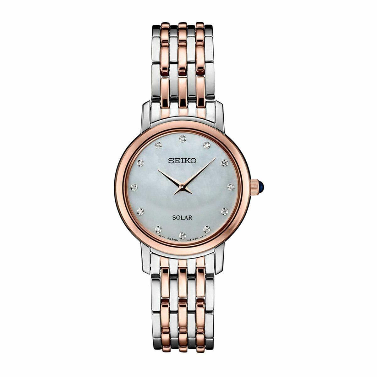 Seiko SUP408 Two Tone Rosegold Stainless Steel Mother of Pearl Dial Women's Watch 029665193995