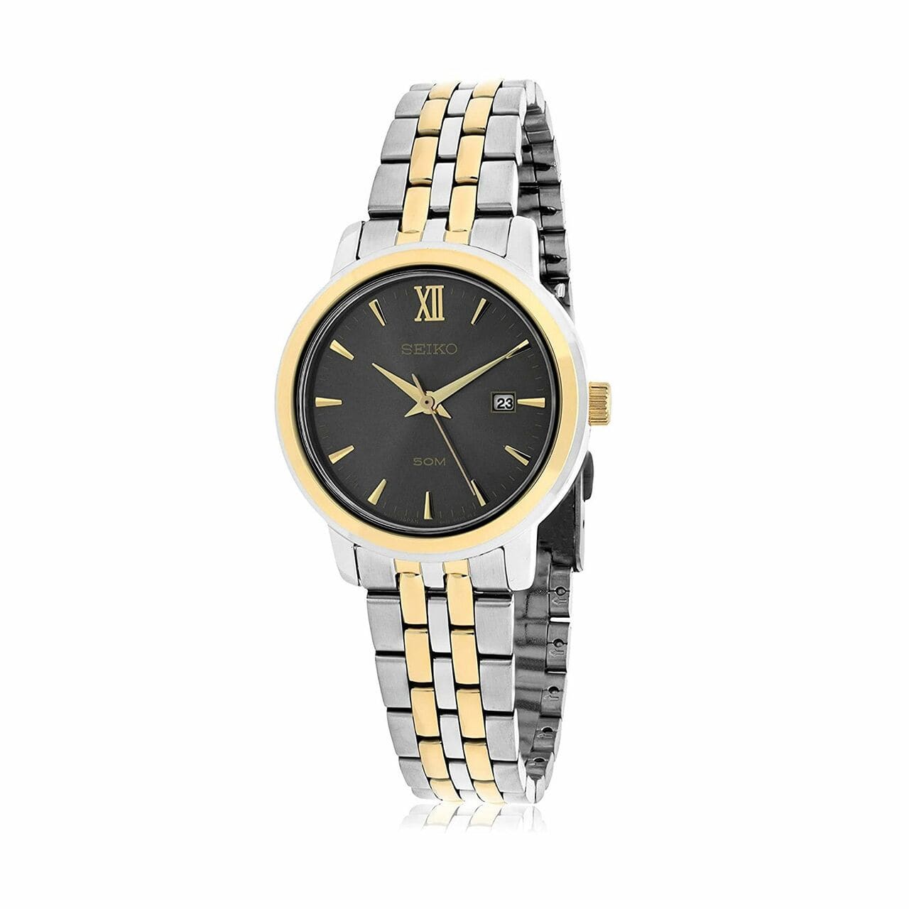 Seiko SUR810 Two Tone Stainless Steel Grey Dial Women's Quartz Watch 029665181282