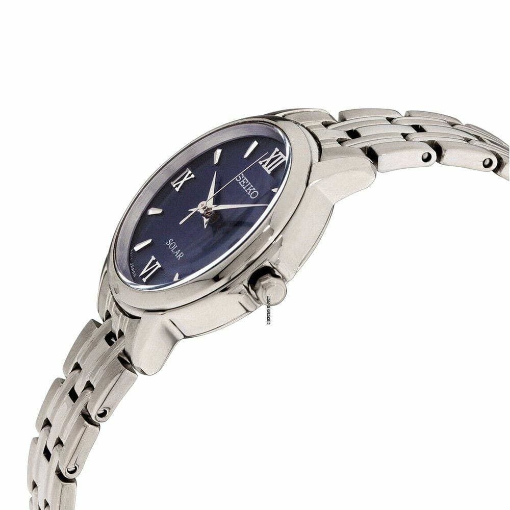 Seiko SUT347 Essentials Stainless Steel Blue Dial Women's Eco-Drive Watch 029665191991