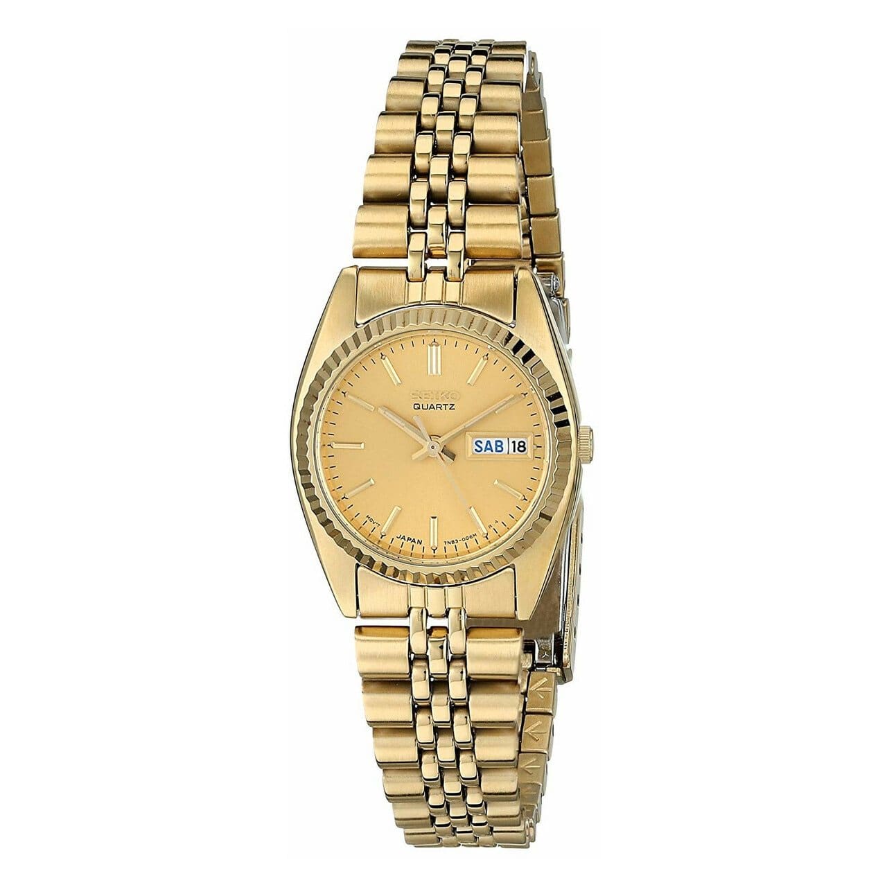 Seiko SWZ058 Gold Tone Stainless Steel Gold Dial Women's Quartz Watch 087451279148