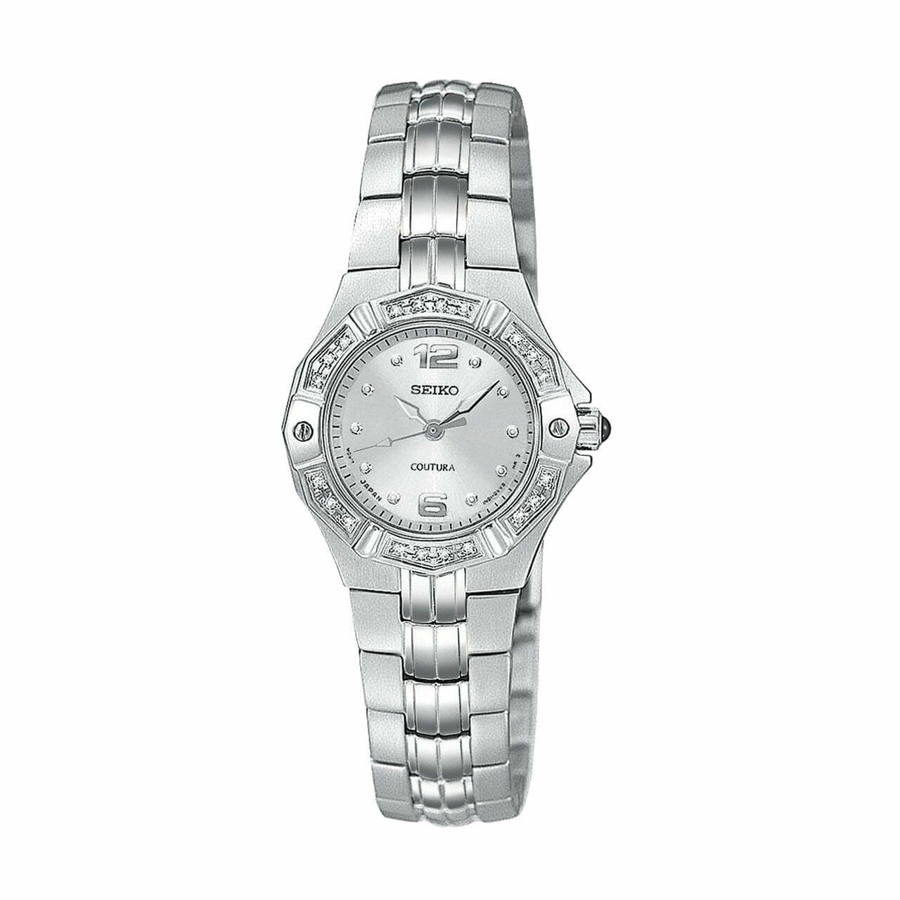 Seiko SXGN25 Coutura Stainless Steel Silver Dial Women's Diamond Quartz Watch 029665142535
