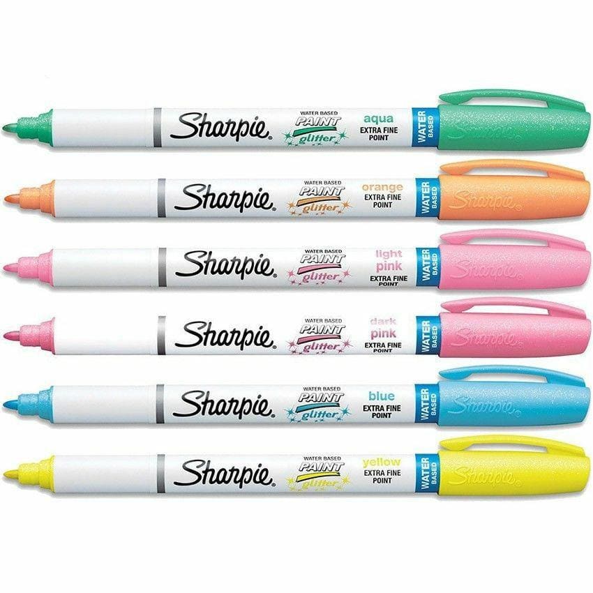 Sharpie 6 Pack Sanford Water Based Glitter Extra Fine Point Markers