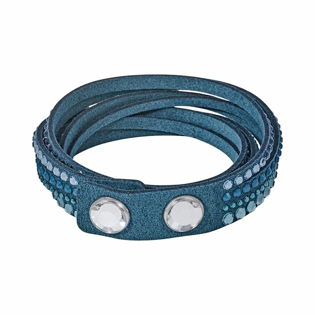 Swarovski 5043496 Slake Blue Alcantara Women's Crystal Accented Wrap Deluxe Bracelet 768549981036