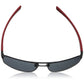 TAG Heuer 0255 110 LRS Black Red Full Rim Polarized Grey Lens Rectangular Sunglasses 660255110641603