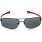 TAG Heuer 0255 110 LRS Black Red Full Rim Polarized Grey Lens Rectangular Sunglasses 660255110641603